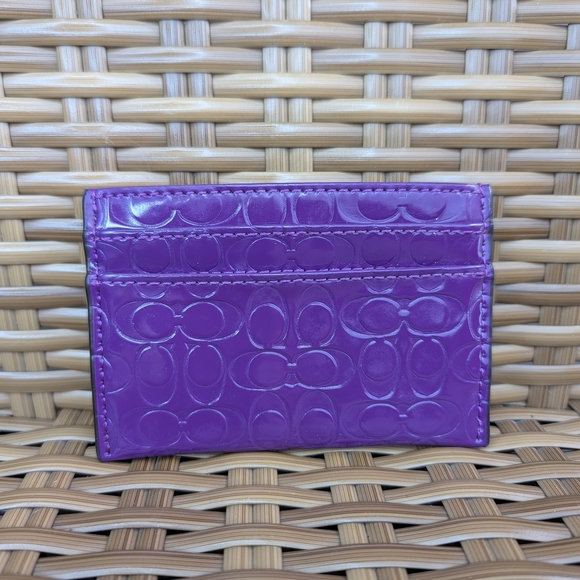 Coach Handbags - Coach Purple Coach Embossed Patent Leather Card Holder Case Wallet Pouch